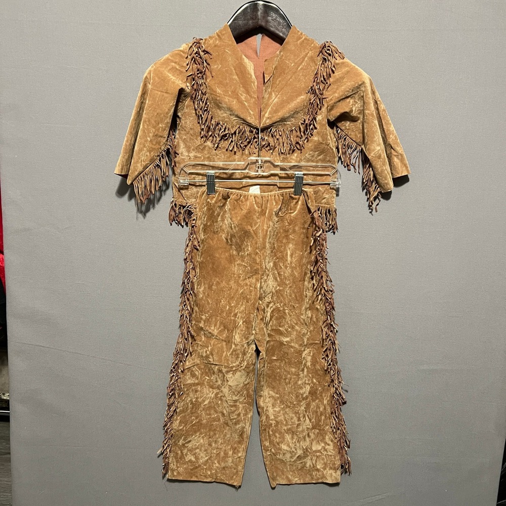 Vintage Puppet Workshop Kids Western Fringe Costume Set Tan Brown Size 6X-8